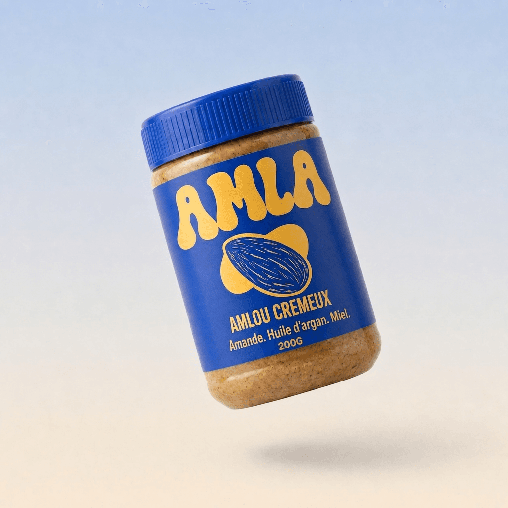 Pot AMLA en lévitation sur fond dégradé bleu ciel